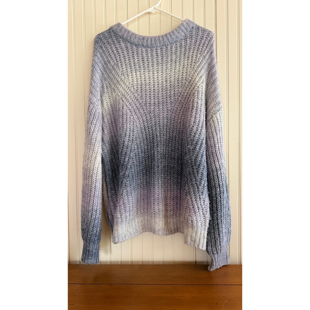 A New Day Womens Large Ombre Shaker Knit Sweater Blue Lavender Purple Pullover